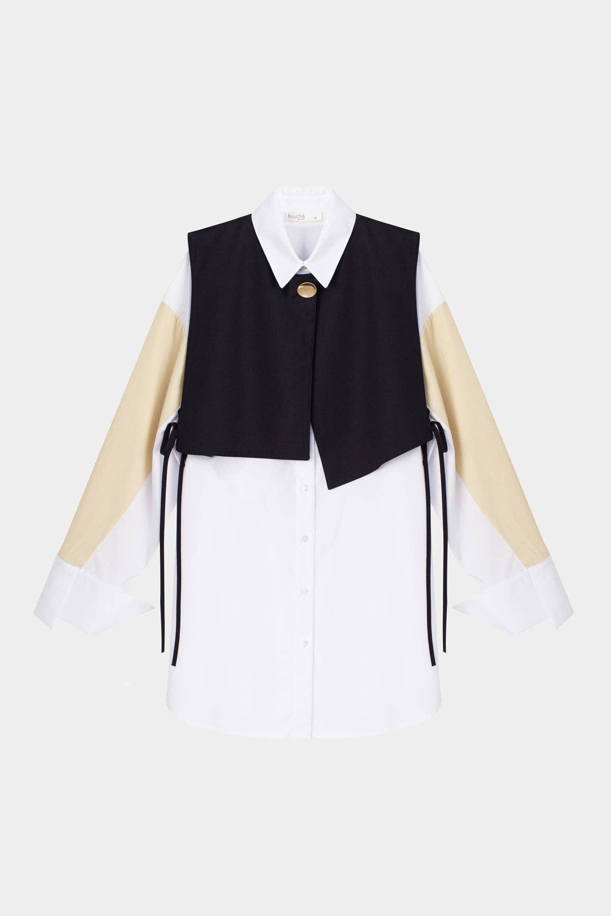 Camicia in popeline bicolor con gilet