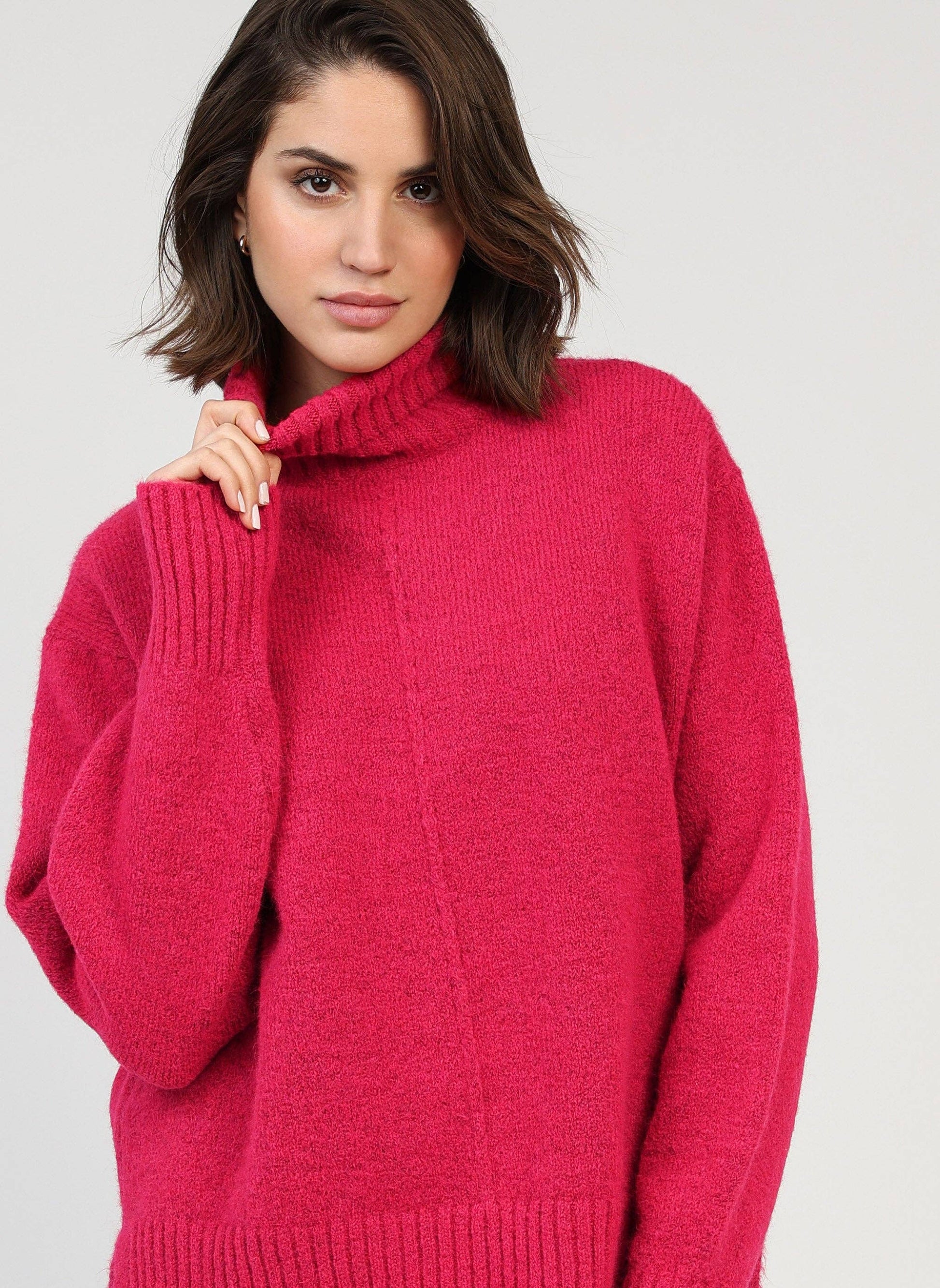 Maglione dolcevita fucsia Lipy