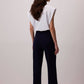 Pantaloni palazzo blu navy a vita elasticizzata