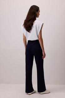 Pantaloni palazzo blu navy a vita elasticizzata