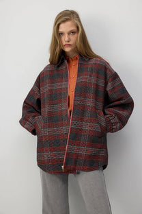 Giacca bomber con colletto a camicia a quadri