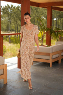 Abito midi in maglia melange