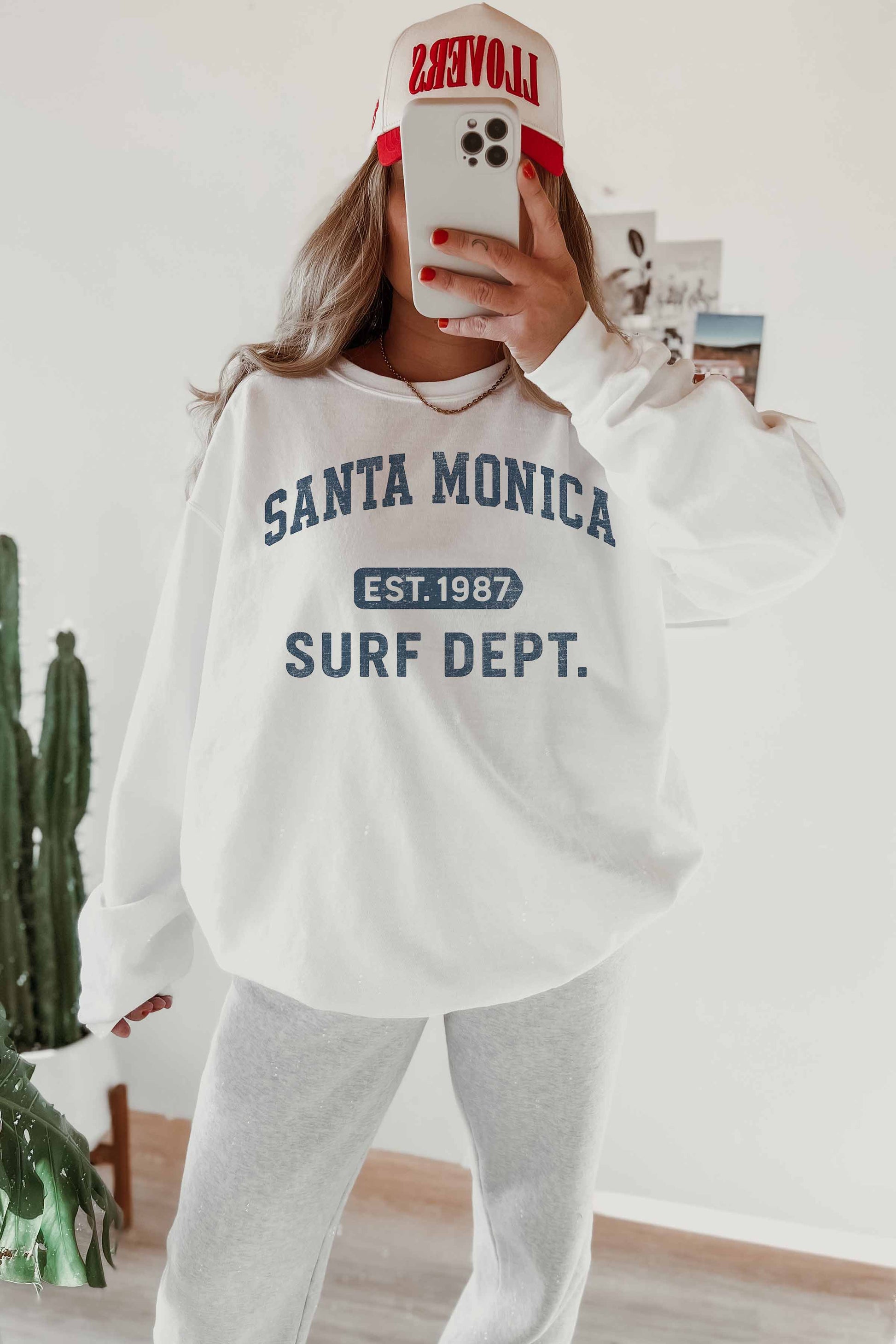 Felpa oversize con stampa Santa Monica Surf Dept