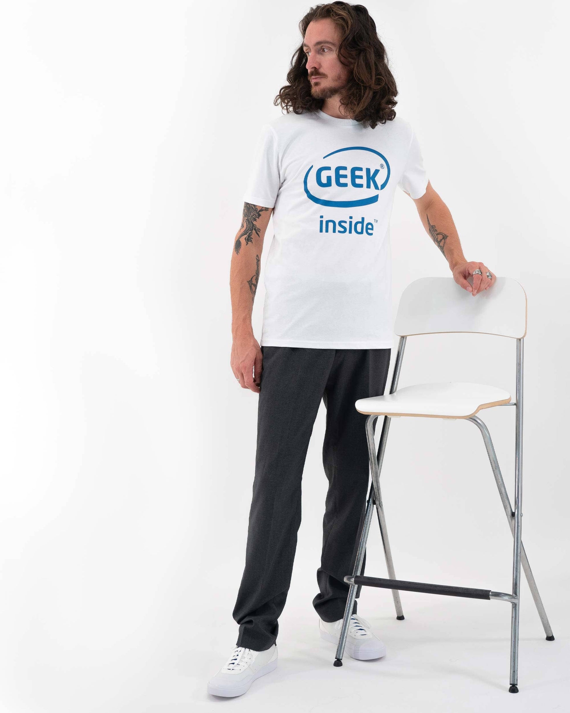 T-shirt "Geek Inside" in cotone biologico con stampa logo