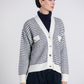 Cardigan in maglia bicolore a righe con bottoni