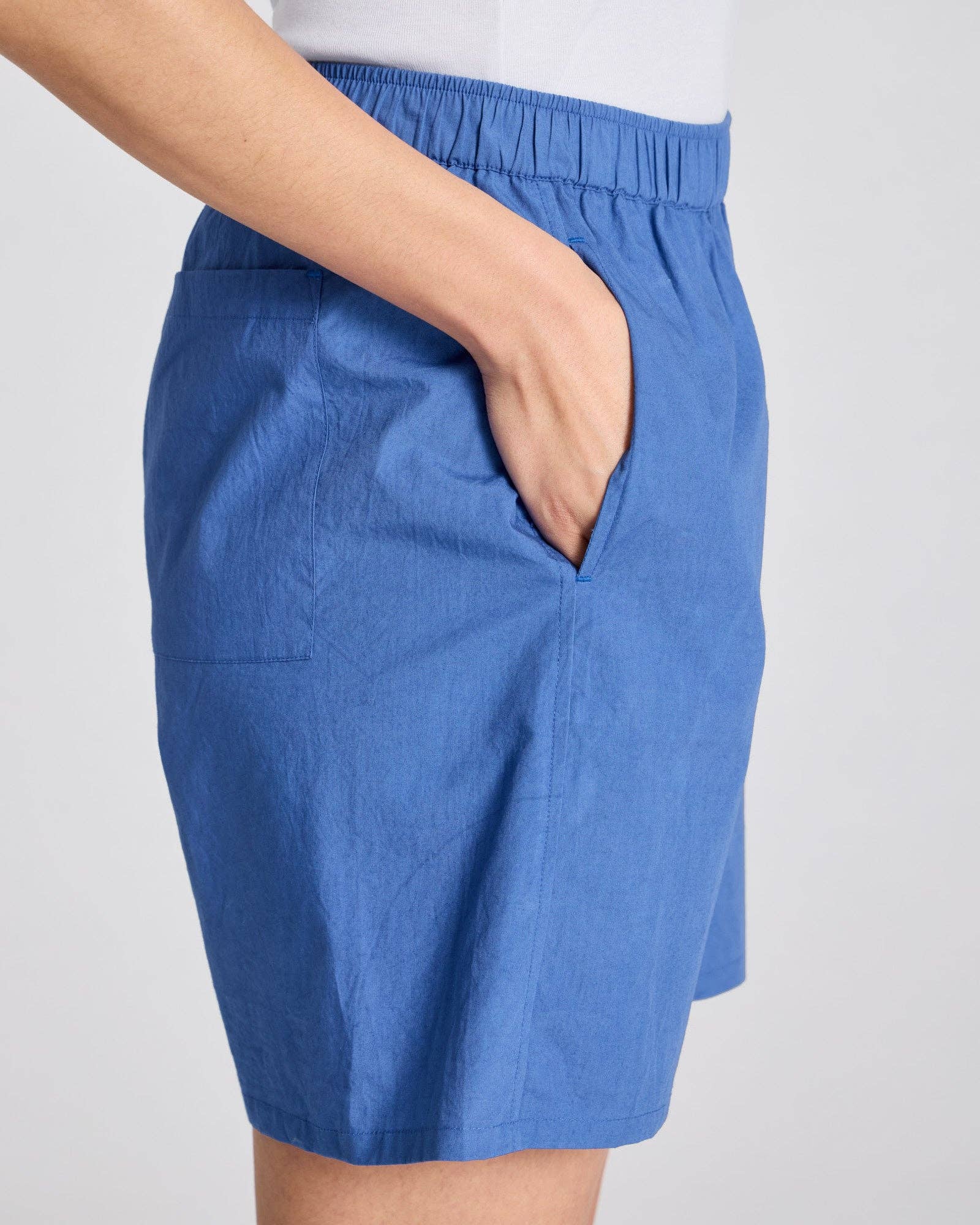Shorts Caroline in popeline di cotone biologico blu chiaro