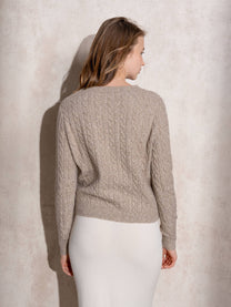 Maglione girocollo a trecce in maglia