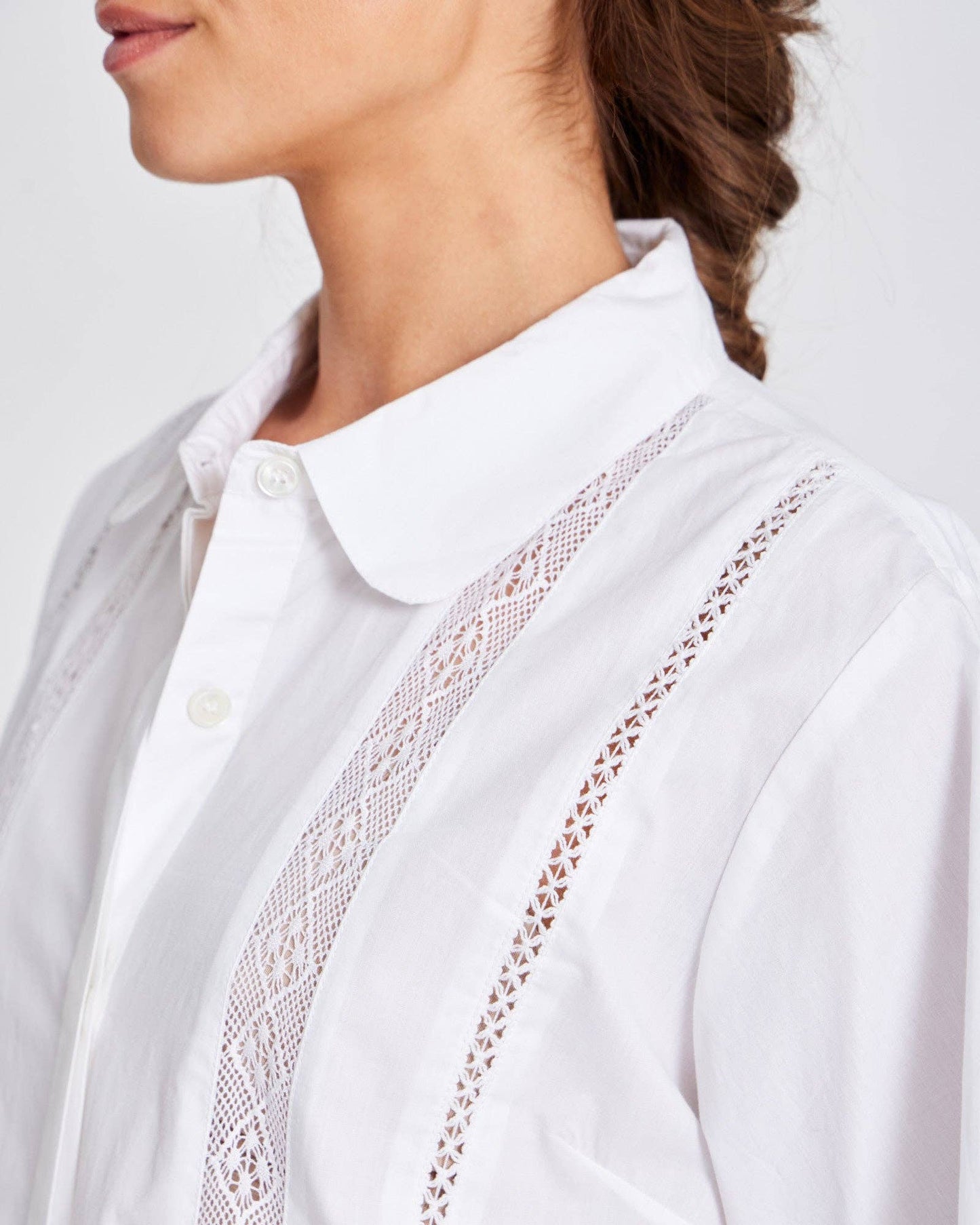 Camicia in popeline di cotone biologico con dettagli in pizzo