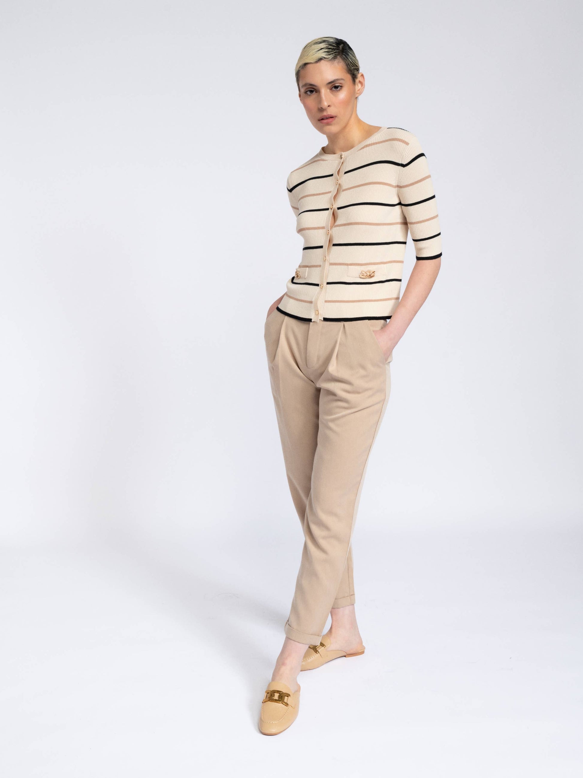 Pantaloni slim donna in misto viscosa elasticizzato