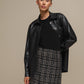 Camicia oversize in ecopelle nera da donna
