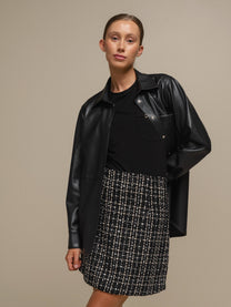 Camicia oversize in ecopelle nera da donna