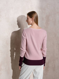 Maglione cache-cœur color block da donna