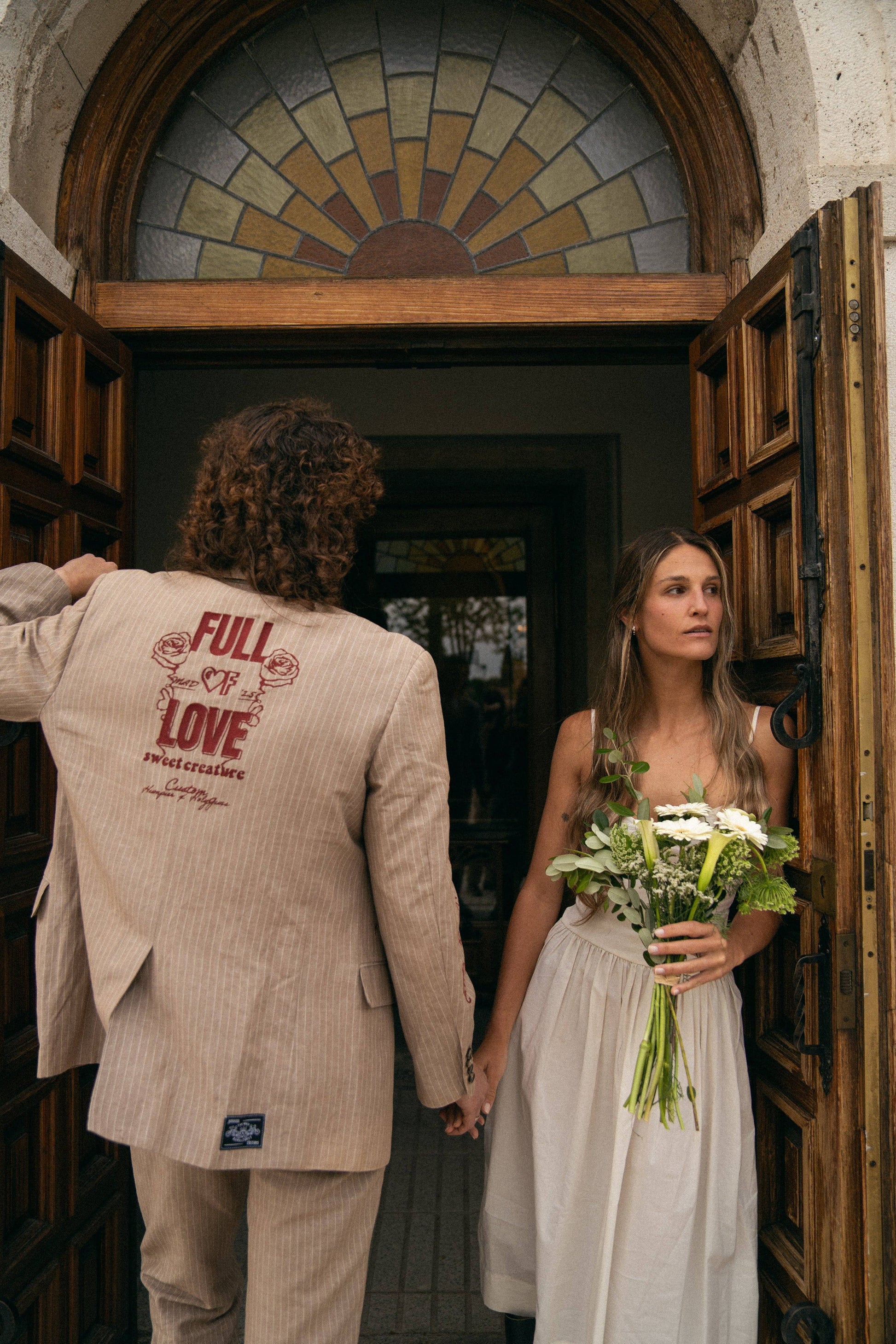 Pantaloni sartoriali in lino ricamati Dolce Creatura