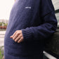 Maglione boxy blu effetto spazzolato