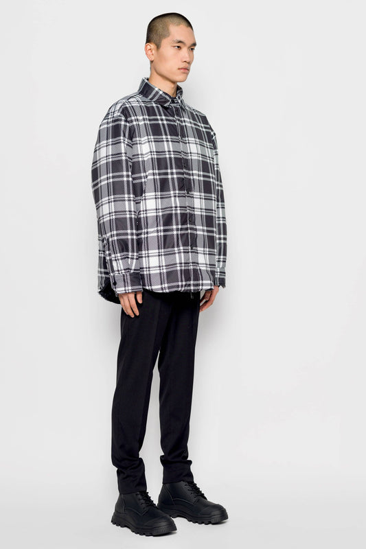 Camicia imbottita tartan bianco e nero Nemesi