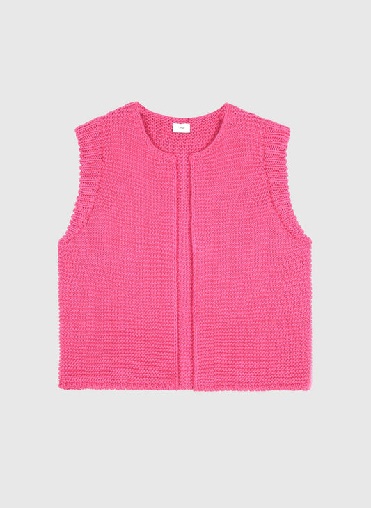 Gilet in maglia rosa fluo