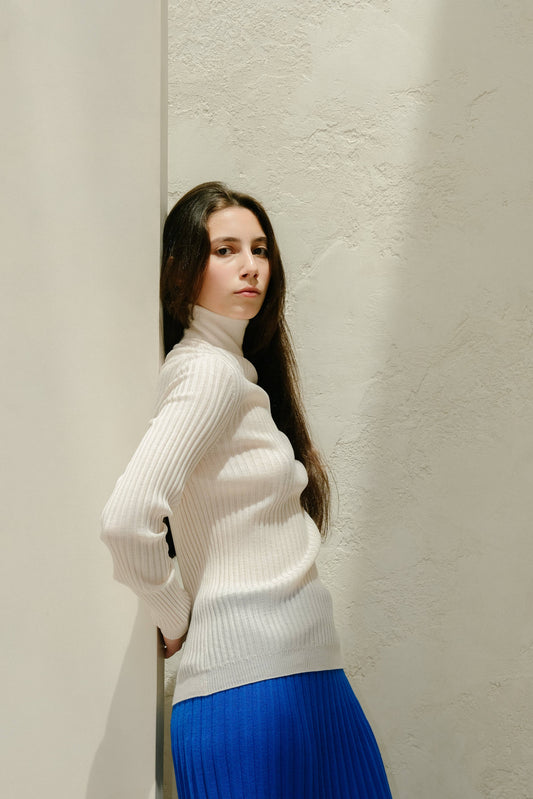 Dolcevita a coste in lana merino extra fine