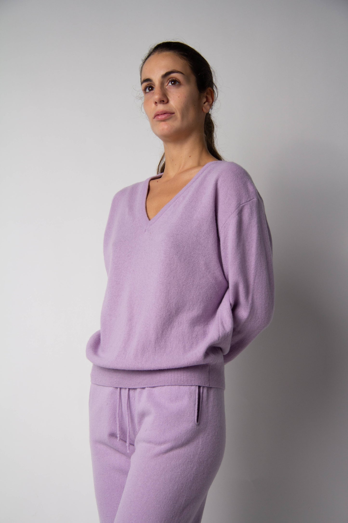Maglione scollo a V in misto cashmere