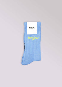 Calzini azzurro baby con scritta “Bonjour”