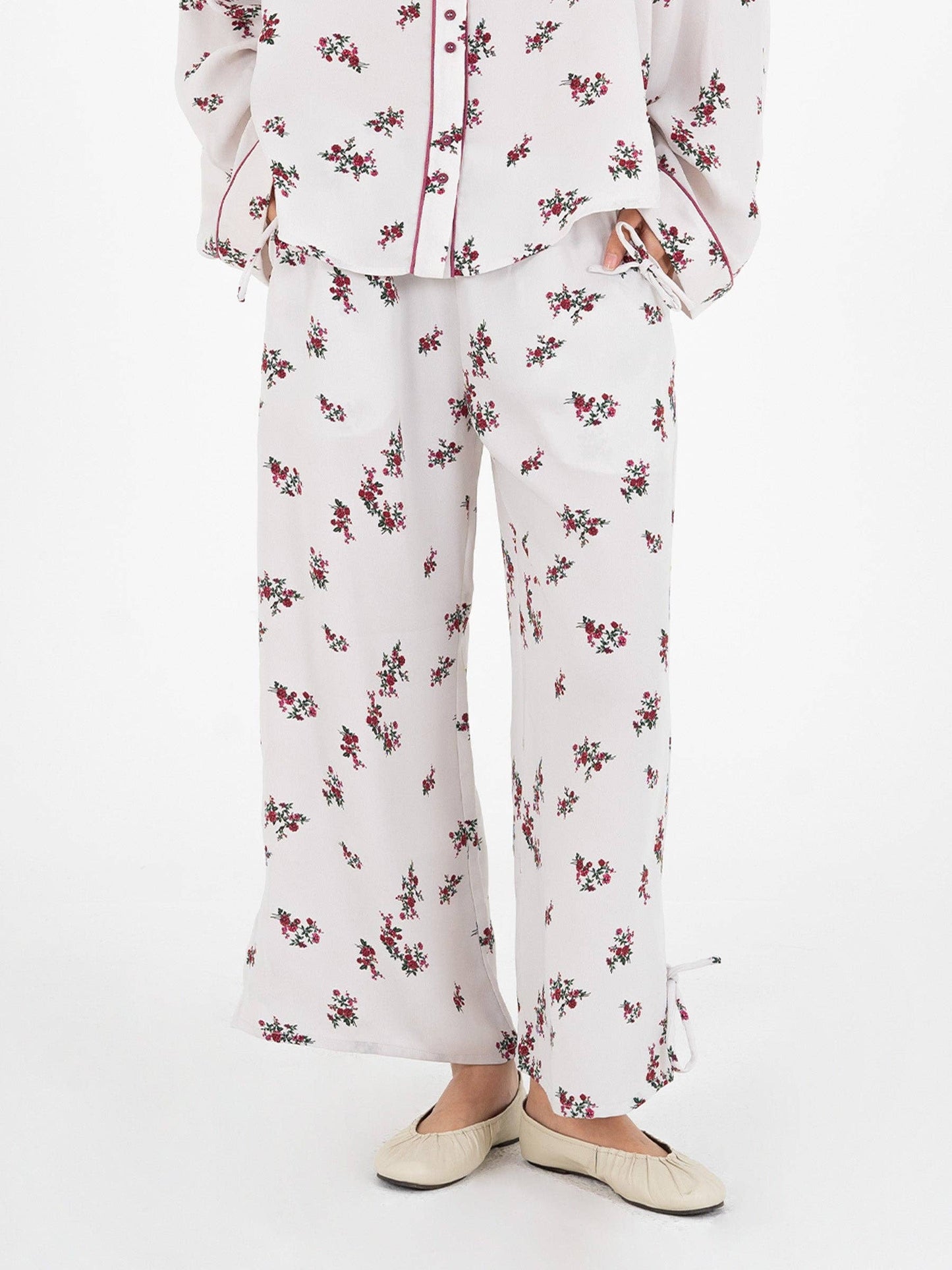 Pantaloni Bloom a stampa floreale con vita elastica