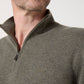 Maglione in lana merino con zip kaki Prudent