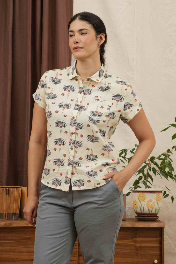 Camicia Bea a maniche corte con stampa Aloha Floral