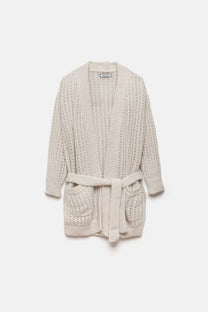 Cardigan in maglia strutturata con cintura