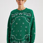 Maglione oversize a fantasia bandana verde