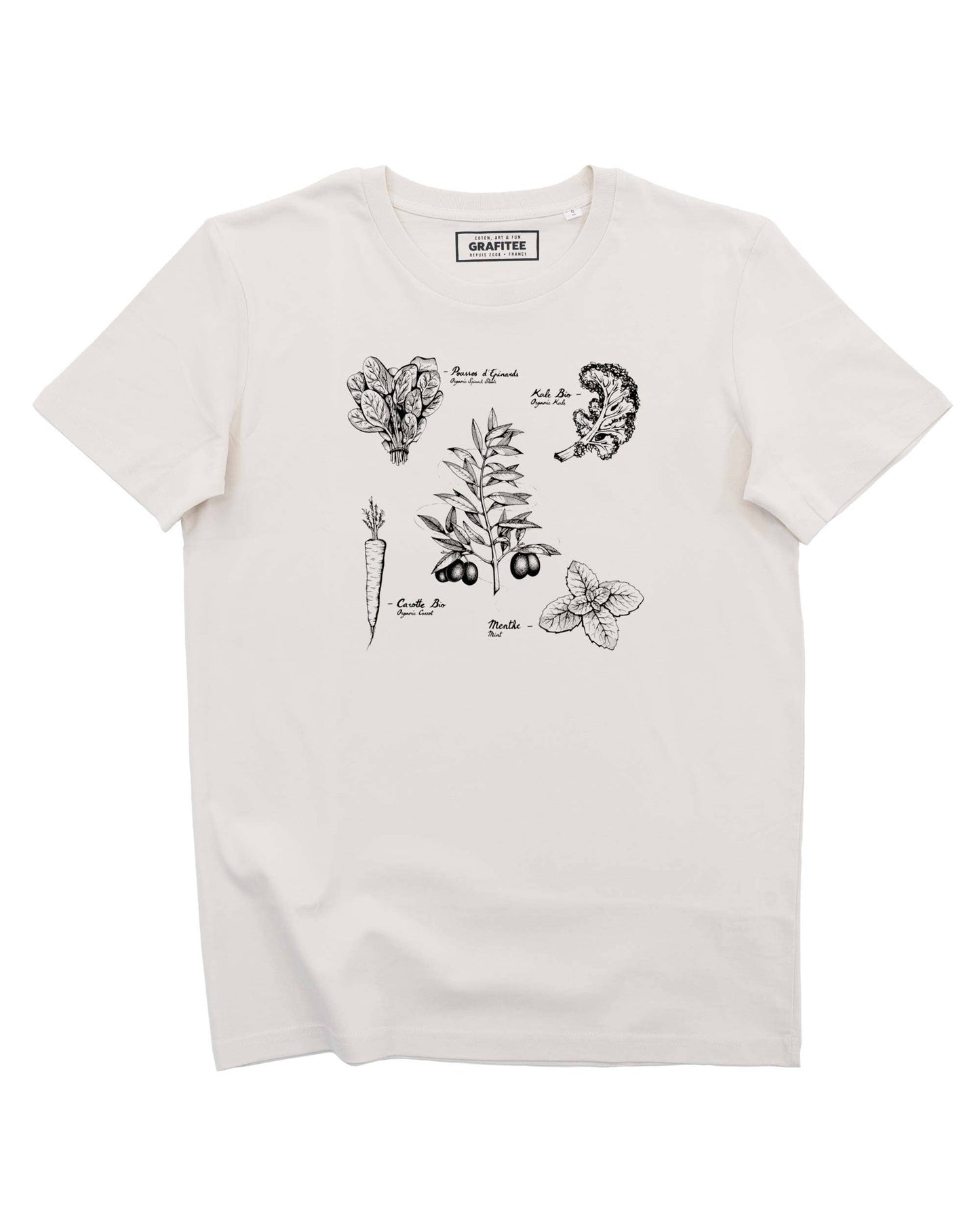 T-shirt unisex in cotone biologico con stampa botanica Olive