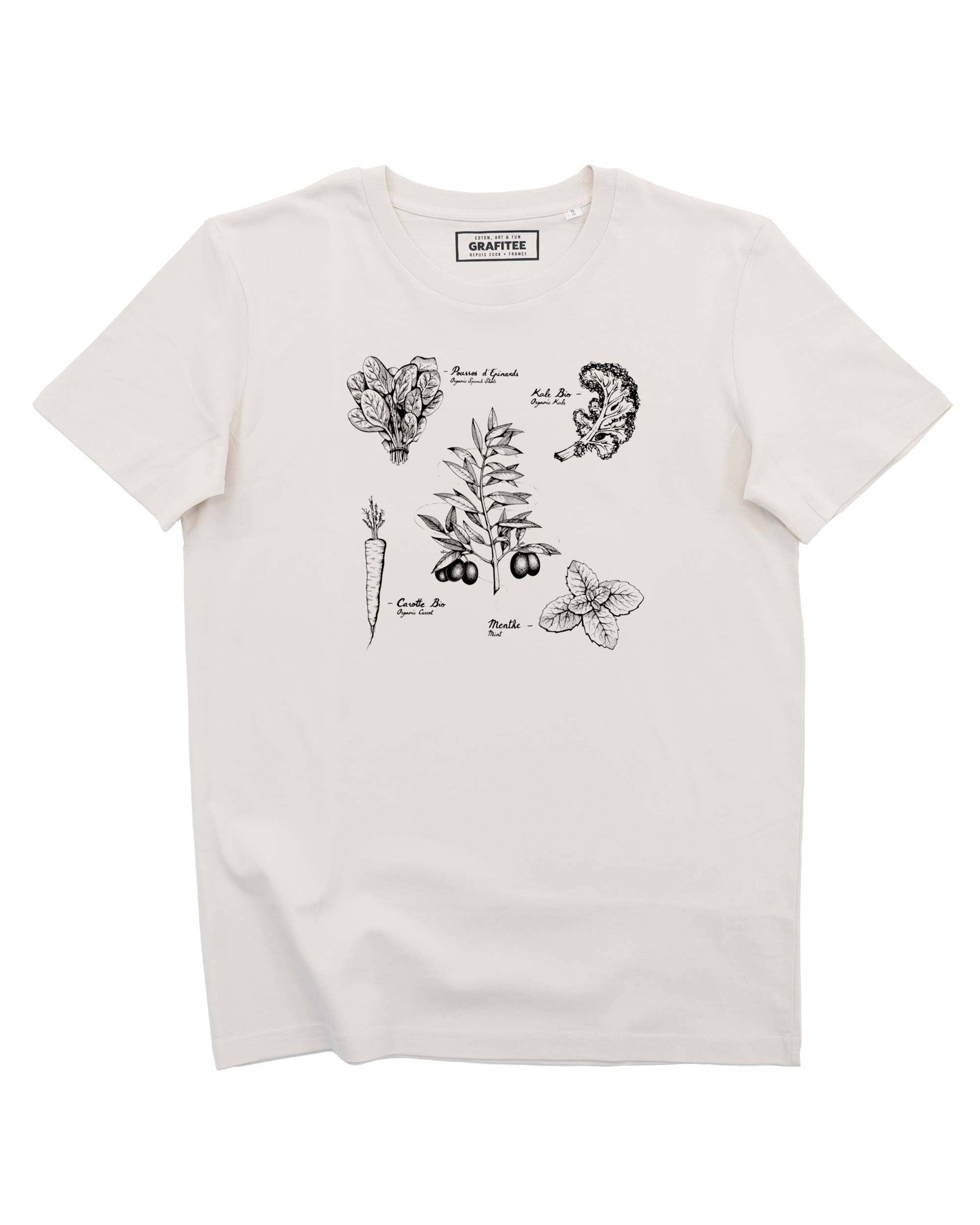 T-shirt unisex in cotone biologico con stampa botanica Olive