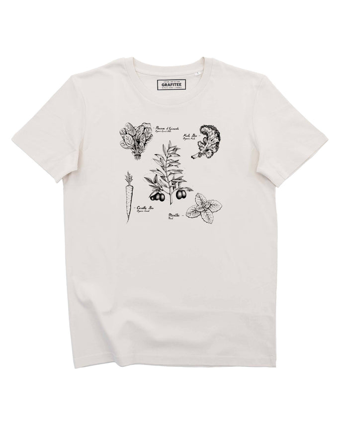 T-shirt unisex in cotone biologico con stampa botanica Olive
