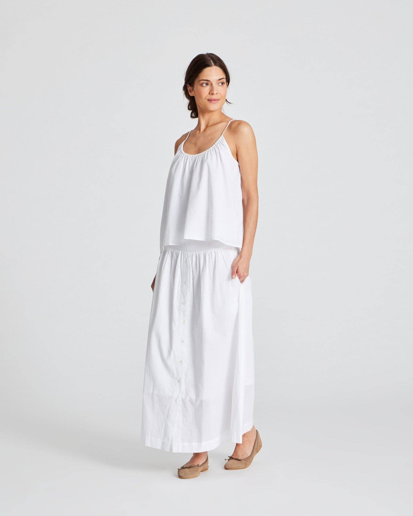 Top Annie in voile di cotone biologico bianco