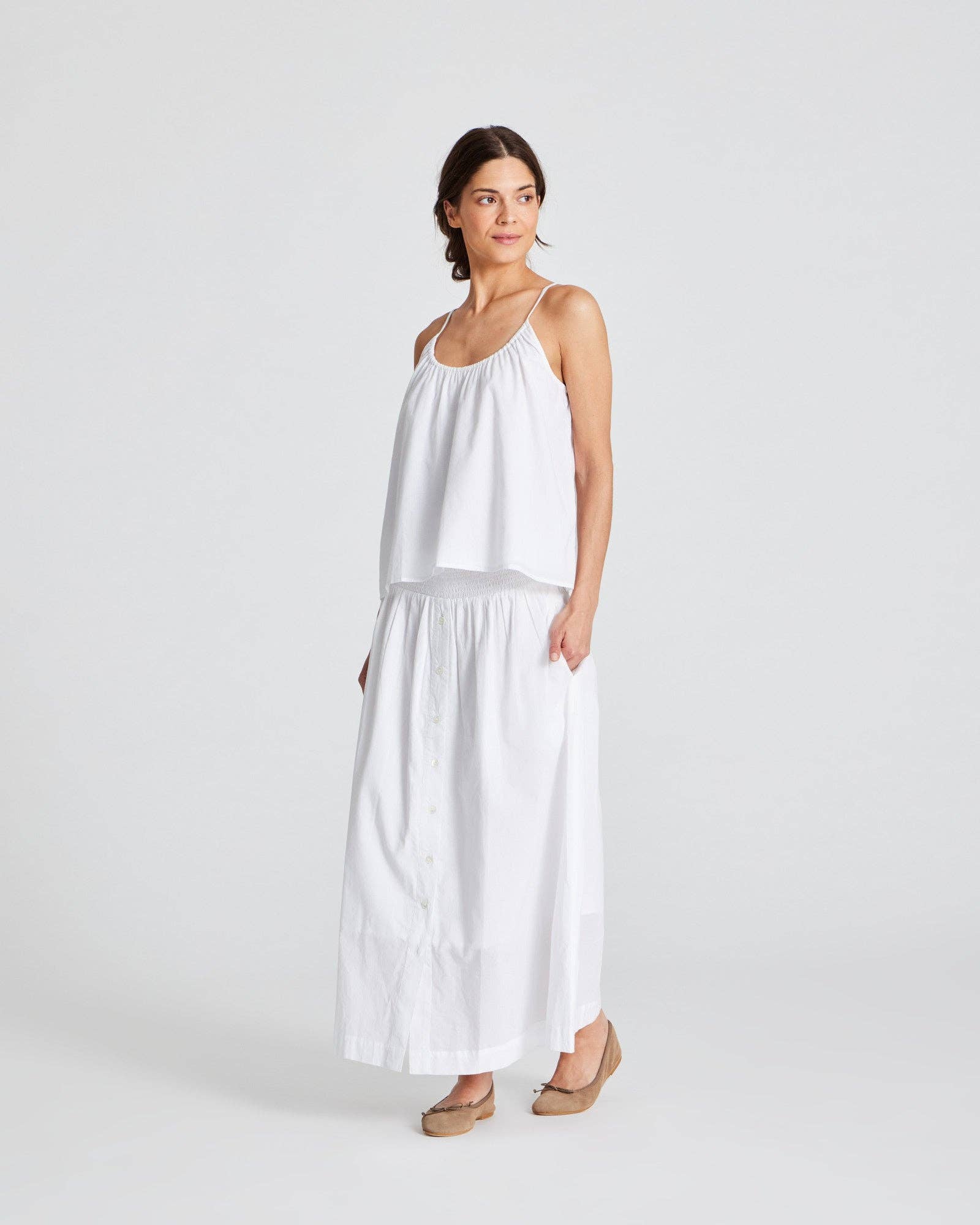 Top Annie in voile di cotone biologico bianco