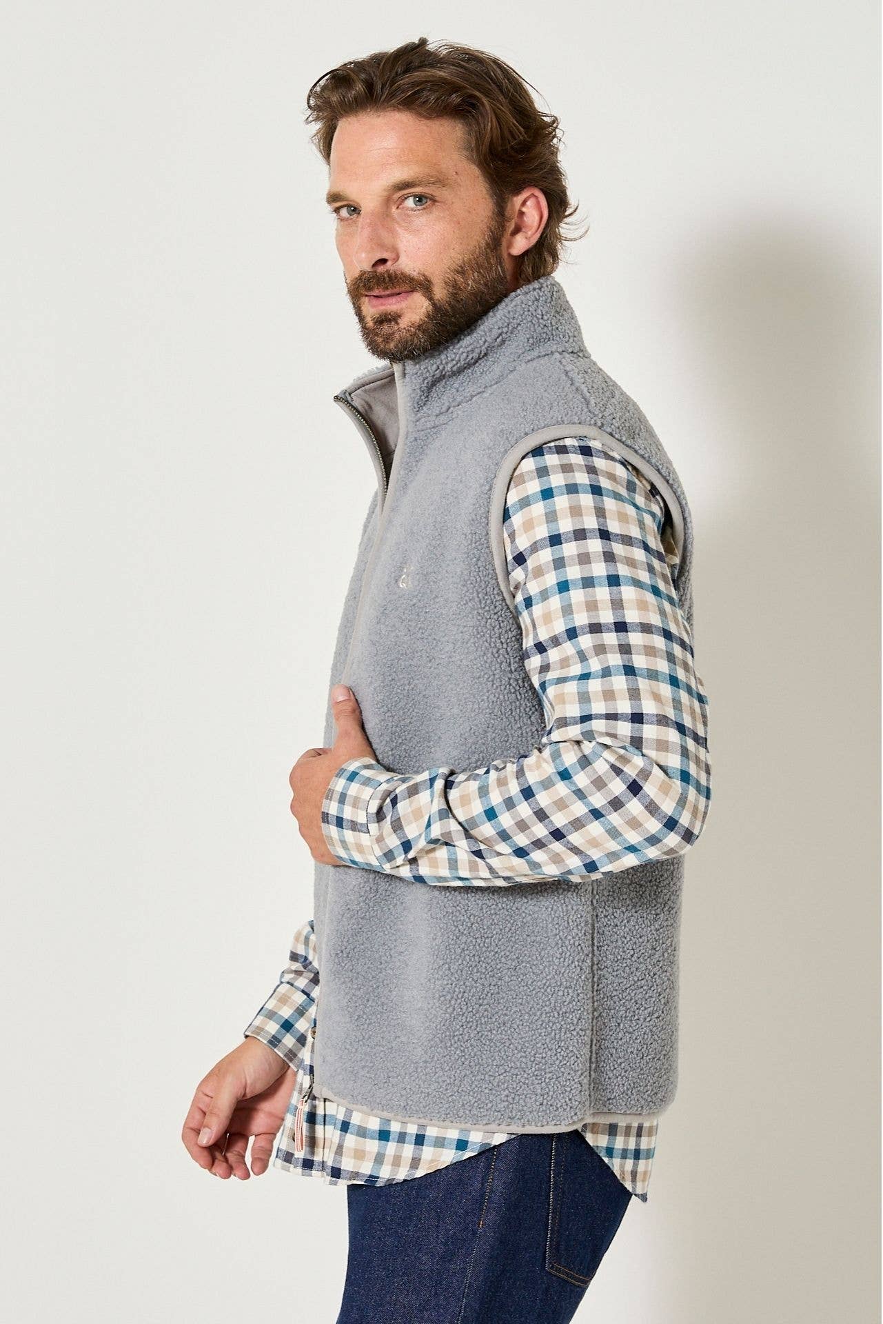 Gilet in Sherpa senza Maniche con Zip