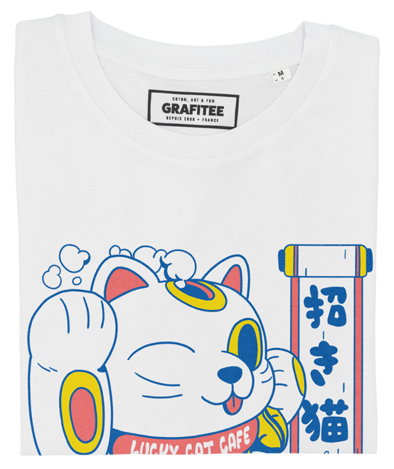T-shirt unisex Lucky Cat Coffee Shop in cotone biologico