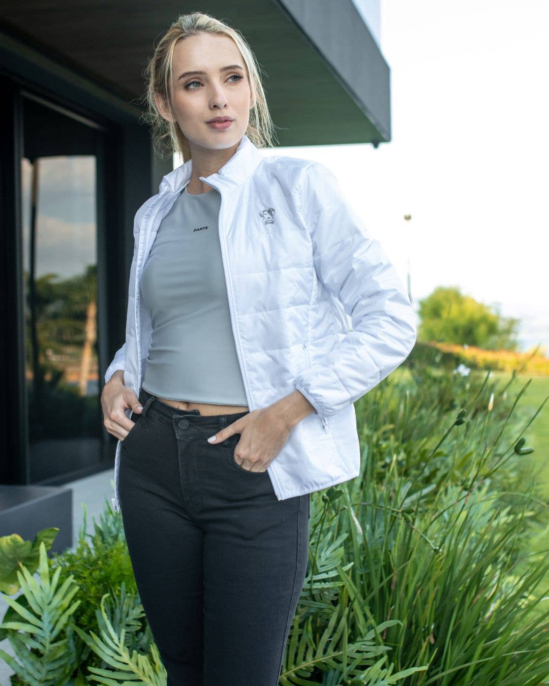 Top antimacchia grigio in lycra