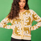 Cardigan Felce Beige Stampato