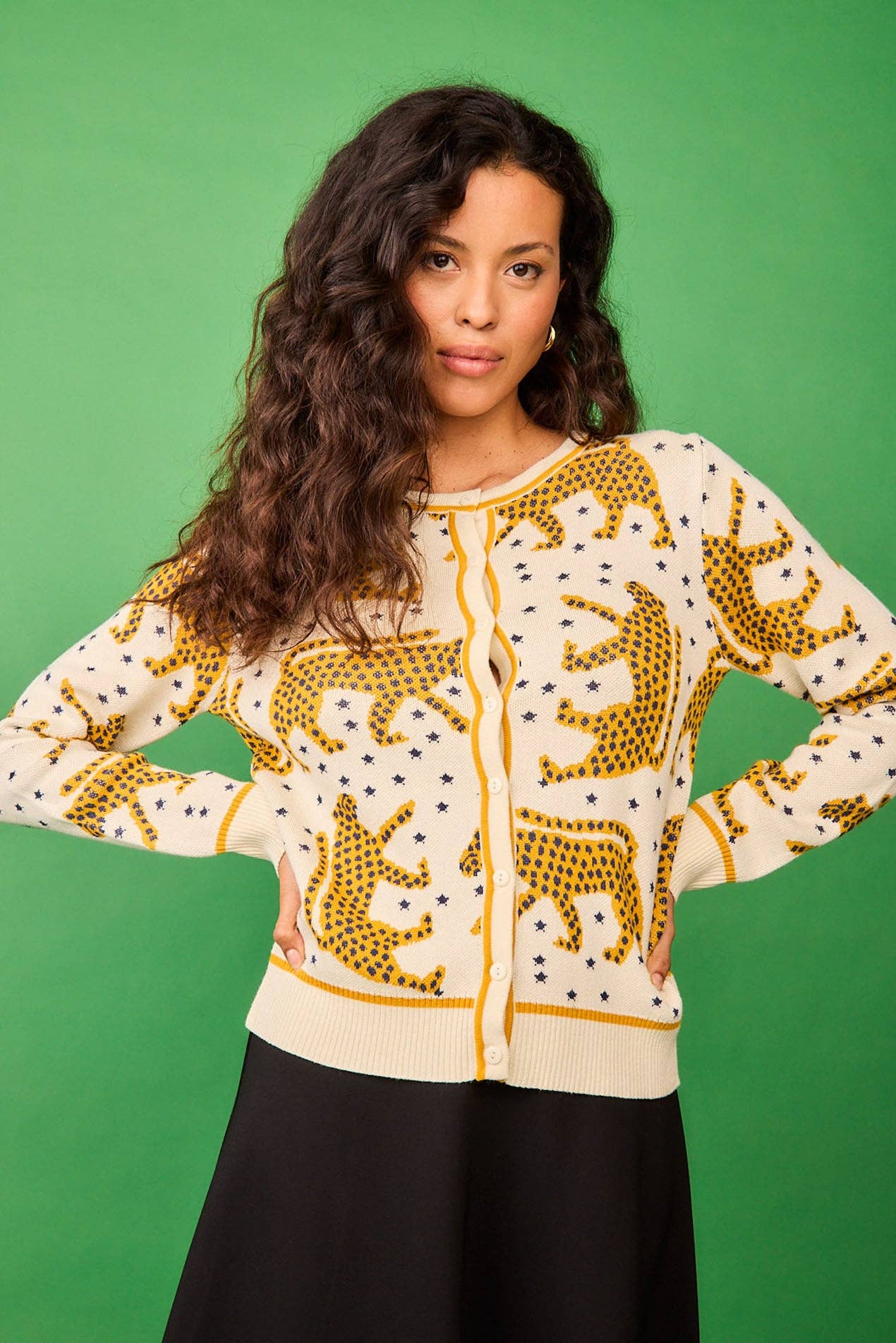 Cardigan Felce Beige Stampato