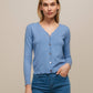 Cardigan in maglia con scollo a V smerlato
