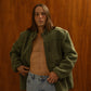 Giacca in pile sherpa khaki da sci