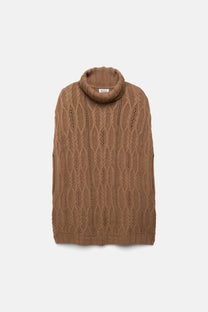 Poncho in maglia strutturata con collo alto