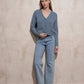 Cardigan corto in maglia con scollo a V e tasche