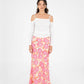 Gonna maxi floreale rosa in lino