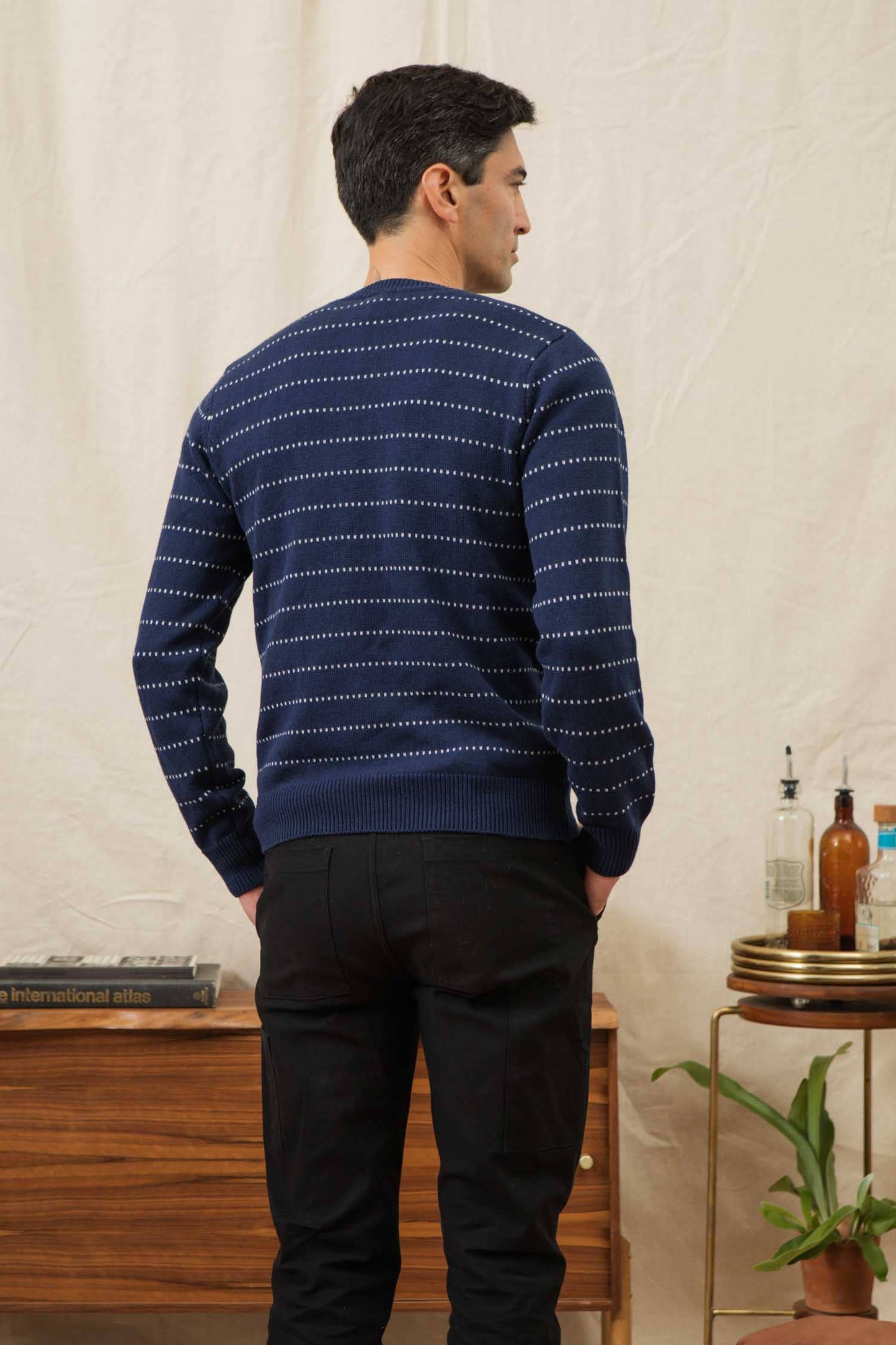 Maglione Orson a righe puntinate blu navy