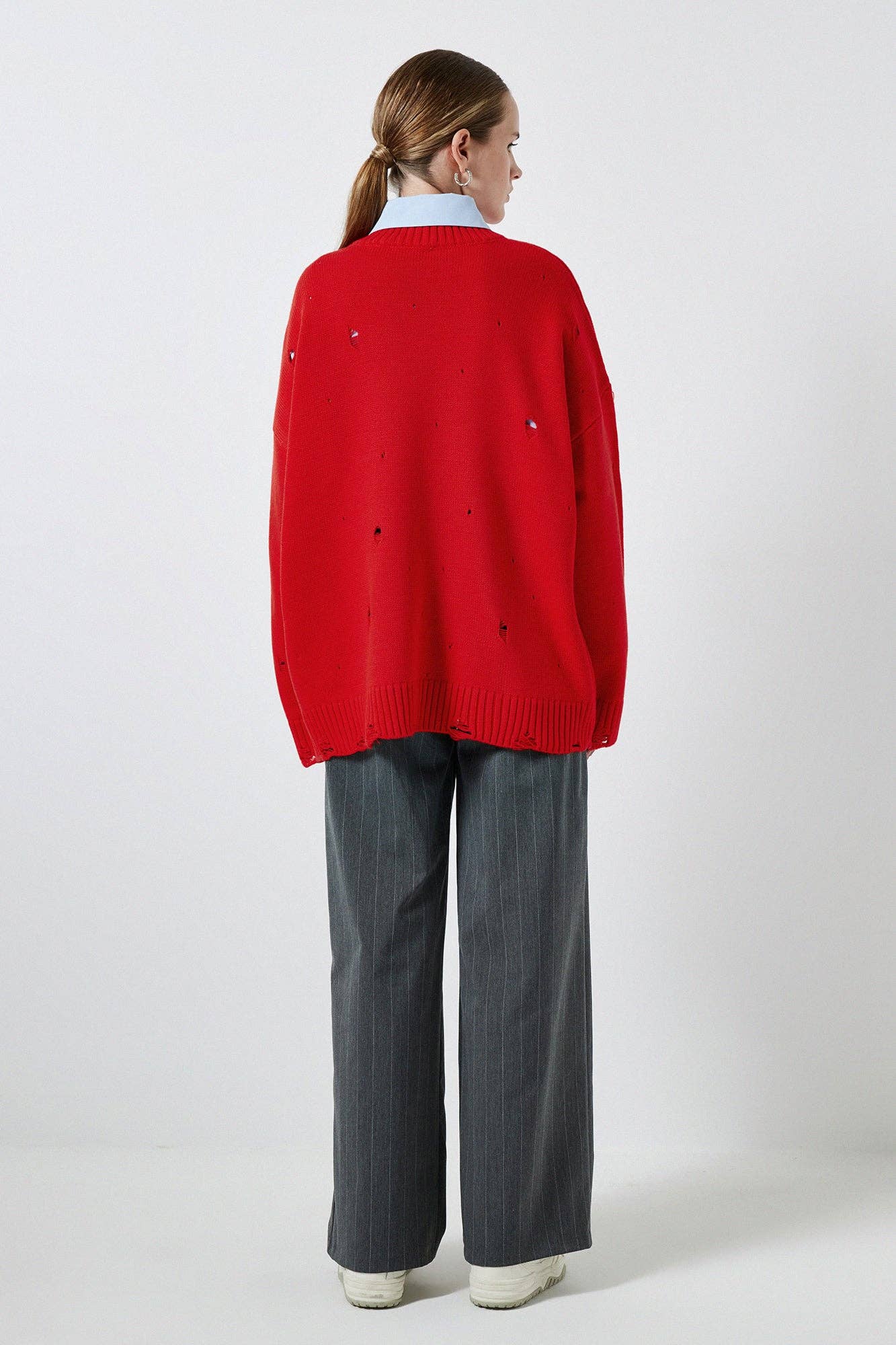 Maglione oversize in maglia effetto distressed