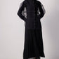 Camicia in organza nera con maniche trasparenti