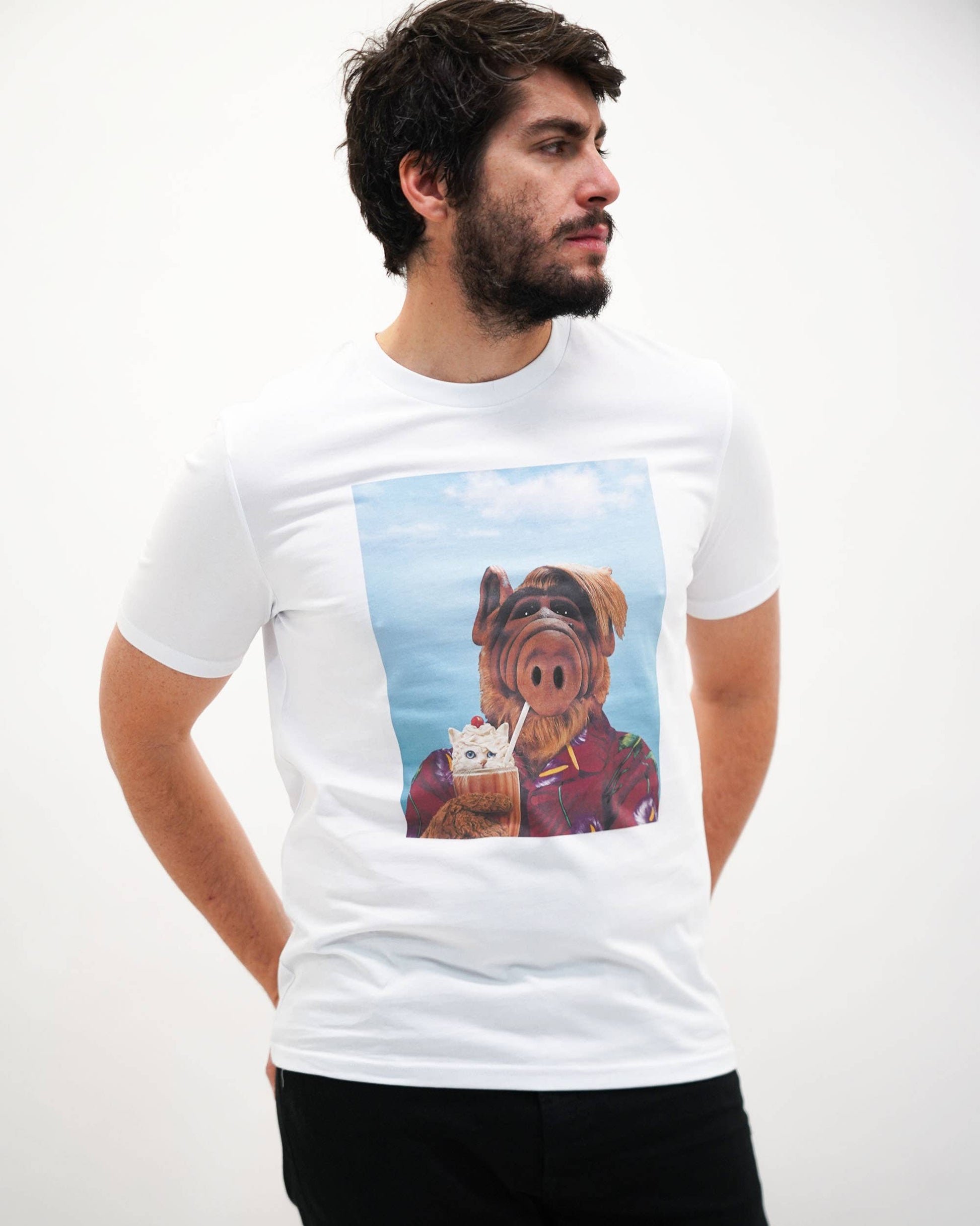 T-shirt unisex Alf Milkshake stile anni 80 in cotone biologico