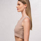Top corto in maglia a costine con bottoni