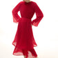 Abito lungo elegante in chiffon plissettato con maniche fluide