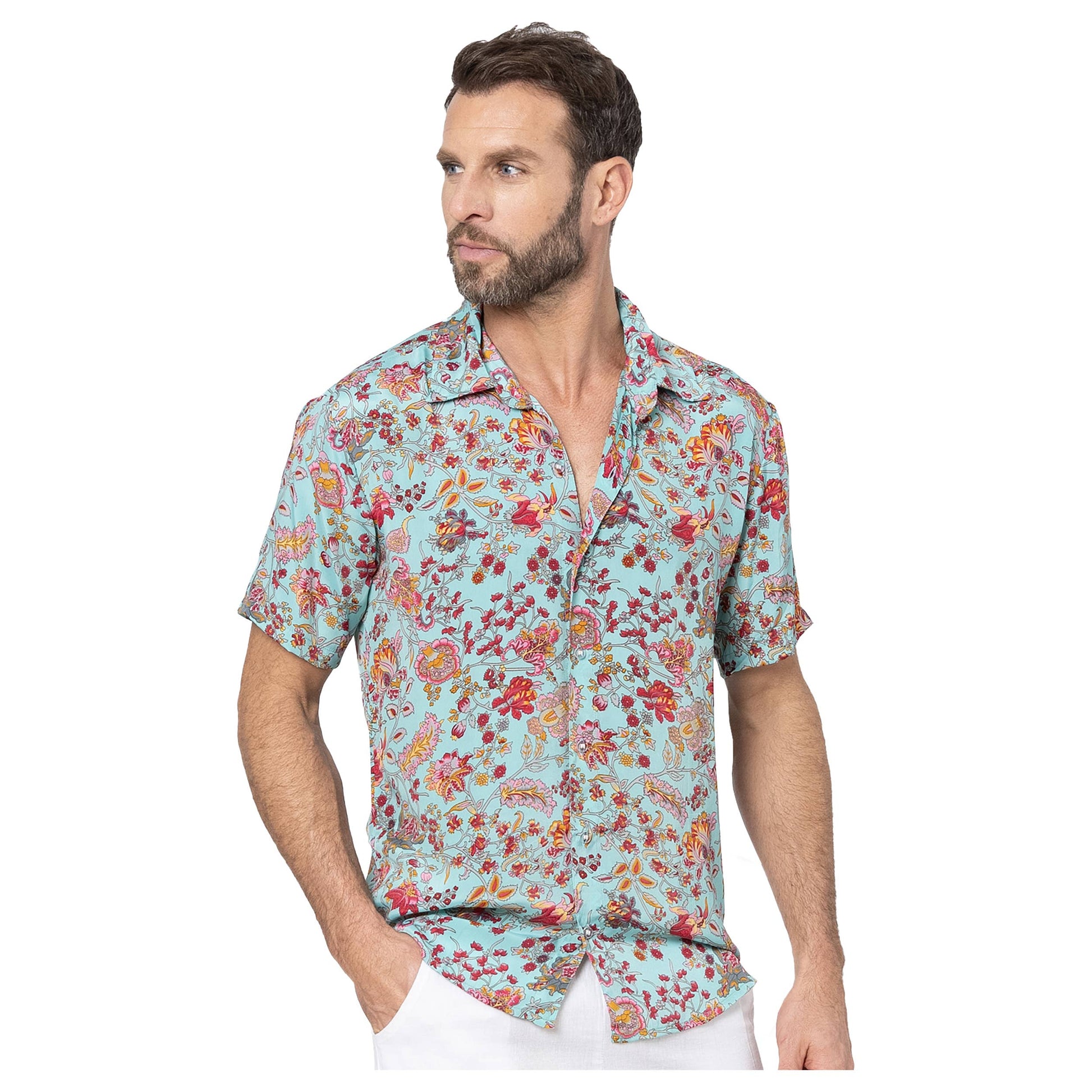 Camicia estiva a maniche corte floreale